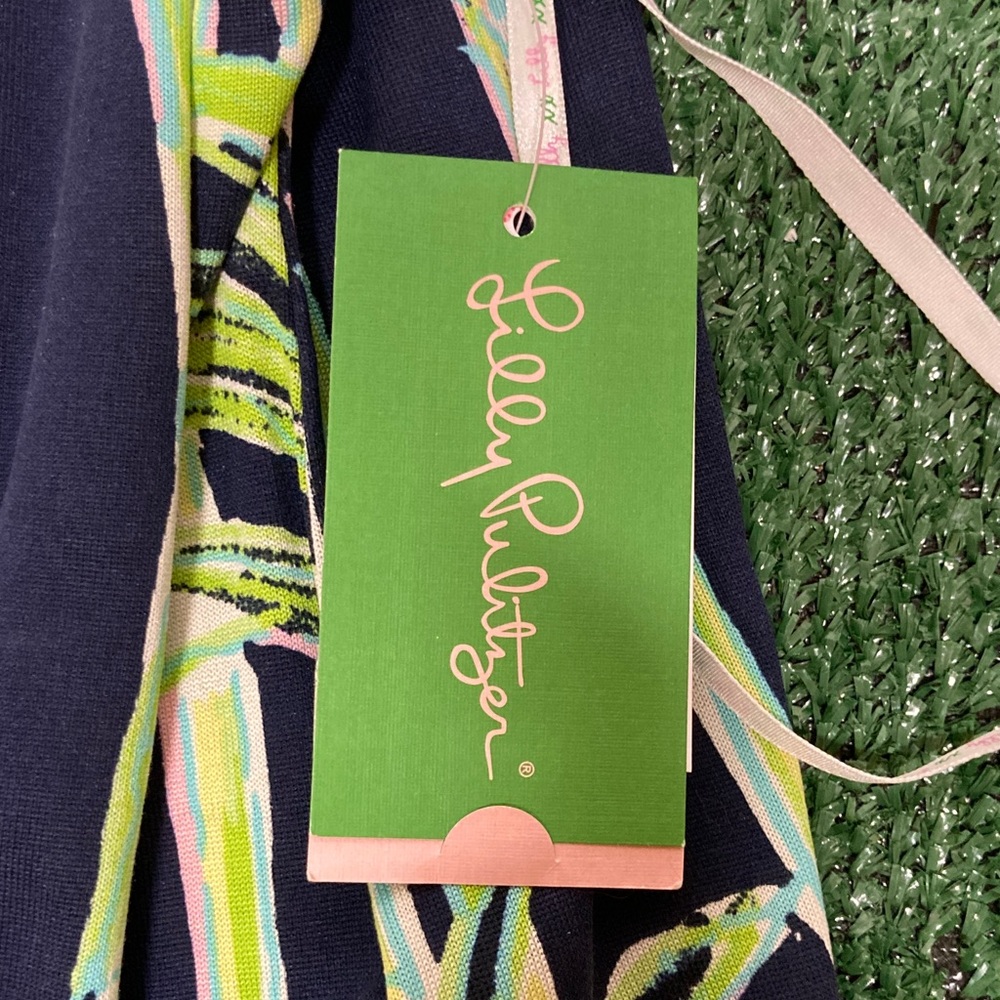 Lilly Pulitzer Tropical Navy & Lime Halter Dress with Chain Detail - Picture 5 of 6